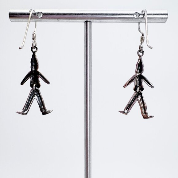 Sterling Silver 925 Whimsical Smiling Figures Dangle Earrings Size 2.5" Length - Picture 4 of 8